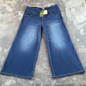 Halara Flex Denim Wide Leg Pants XL Petite Blue High Waisted Pull On Stretch